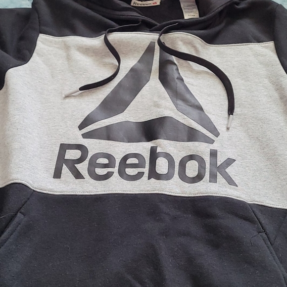 Reebok black gray hoodie sweatshirt - Picture 3 of 4